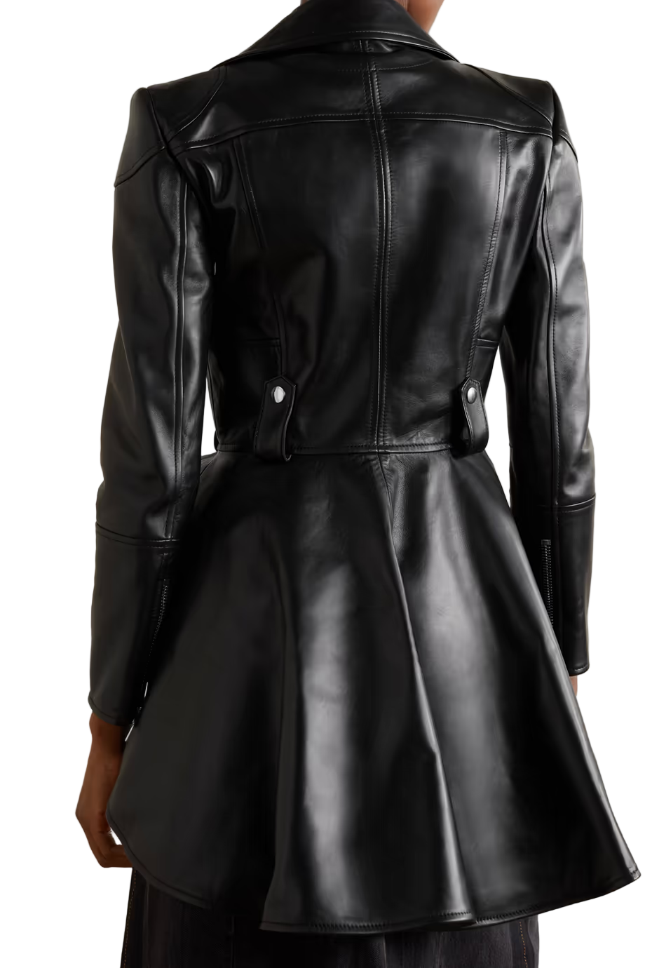 Womens Black Leather Peplum Jacket