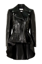 Womens Black Leather Peplum Jacket