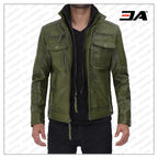 Moffit Green Real Leather Jacket