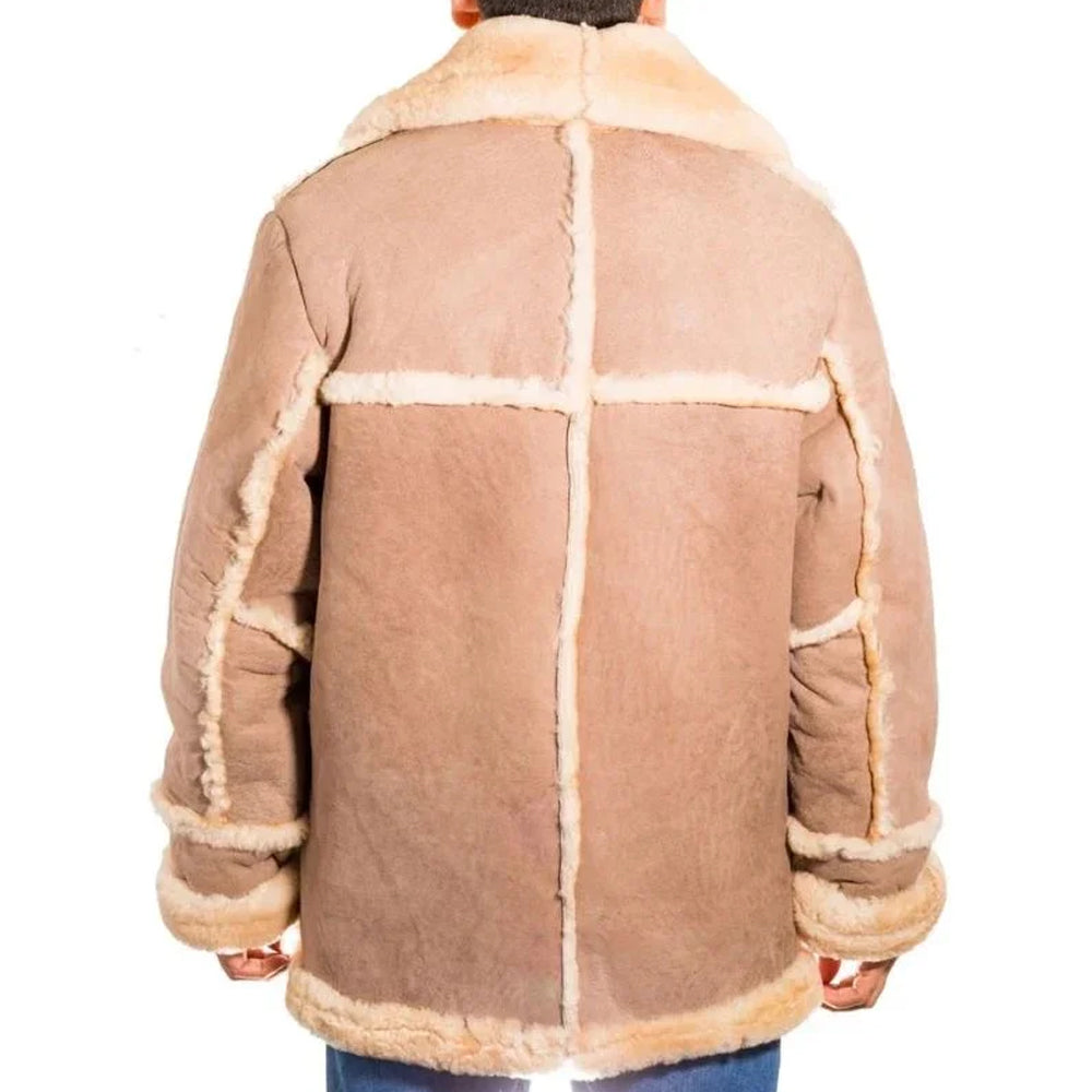 Men's Rancher Shearling Leather Jacket – Beige Sheepskin Western Coat