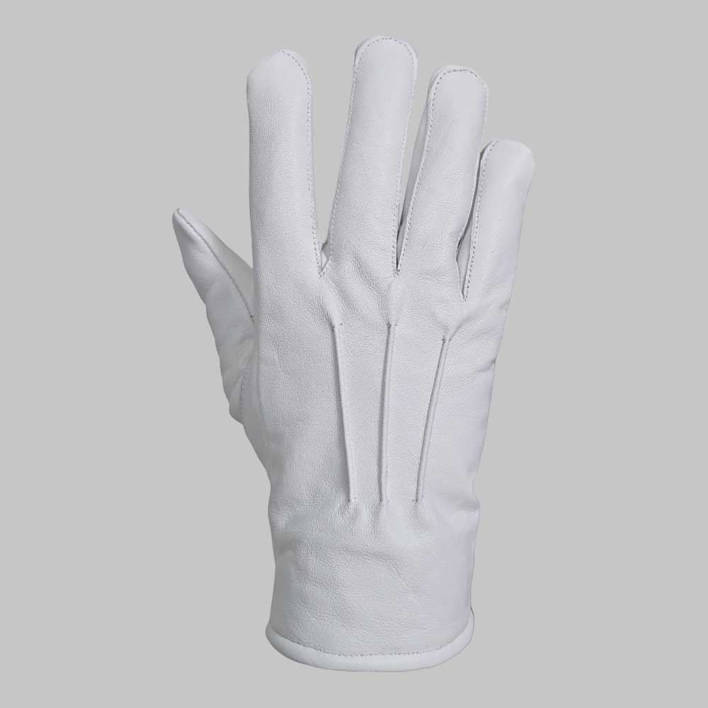 Premium White Leather Fur Lined Winter Glove