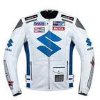 White Suzuki Motul Motorcycle Leather racing Jacket