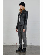 Women's Black Cafe Racer Leather Jacket