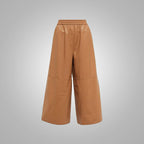 Women Soft Sheepskin Brown leather pants