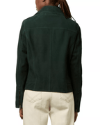 Women's Royal Green Suede Leather Biker Jacket