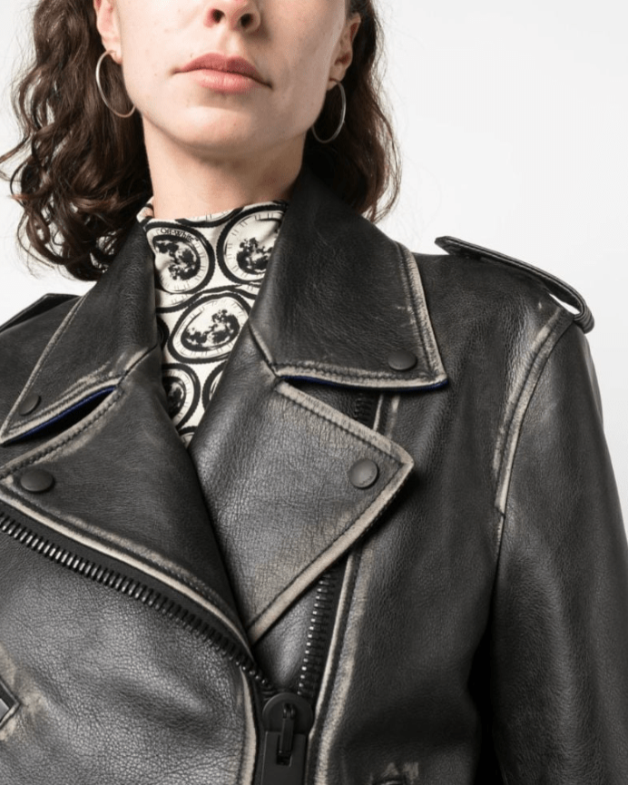Women's Distressed Black Vintage Leather Jacket