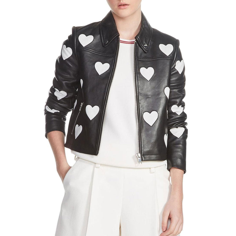 Women’s Motorcycle Maje Heart Leather Jacket
