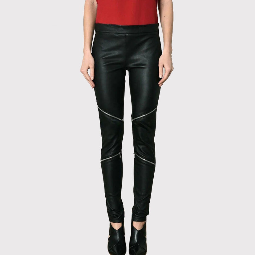Women’s Black Leather Skinny Pants