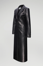 Women's Black Blazer Leather Coat