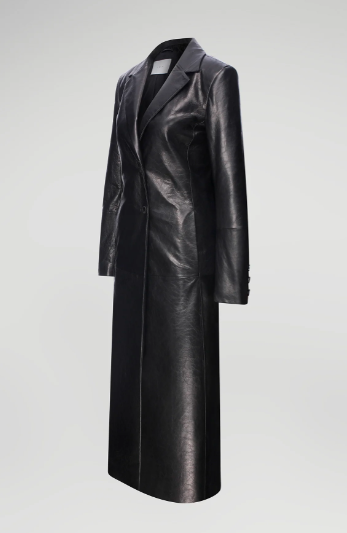 Women's Black Blazer Leather Coat