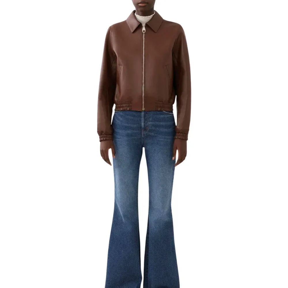Womens Brown Short Blouson Jacket