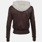 Women’s Chocolate Brown Leather Bomber Jacket