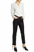 Women’s Black Lambskin Leather Designer Pants