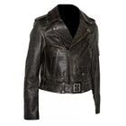 Distressed Brown Leather Moto Jacket Women