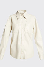 Women's Off White Full Sleeve Leather Shirt with Elegant Design