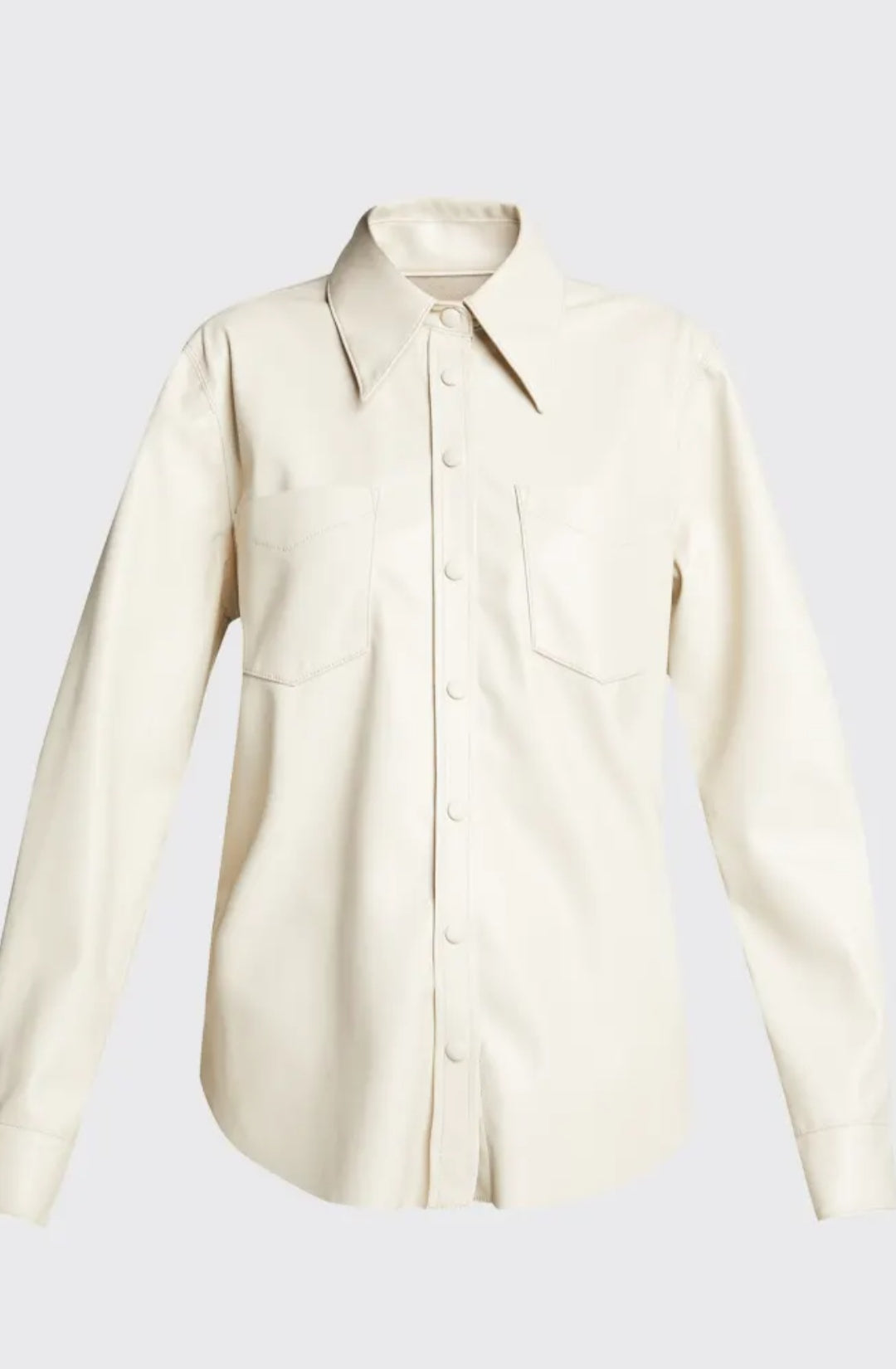 Women's Off White Full Sleeve Leather Shirt with Elegant Design