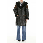 Two Tone Lamb Fur Hooded Coat