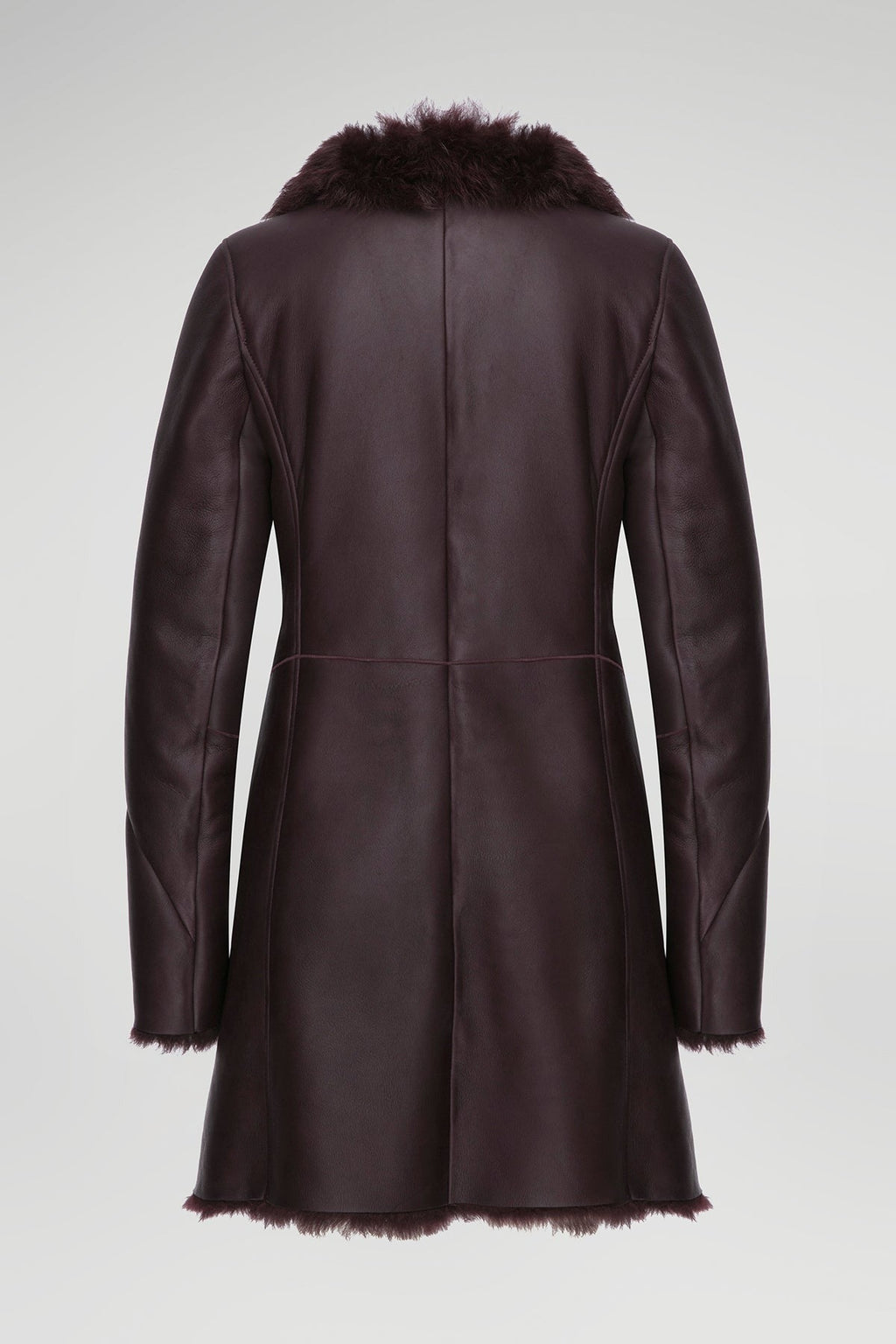 Women's Coffee Brown Shearling Fur Leather Coat