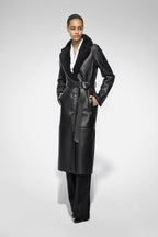 Women's Black Fur Shearling Leather Coat