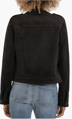 Women's Black Suede Leather Harrington Jacket