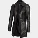 Women's Stylish Lambskin Leather Long Trench Coat