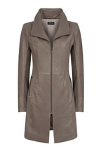 Women's Gray Leather Coat
