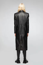 Women's Black Sheepskin Leather Trench Coat