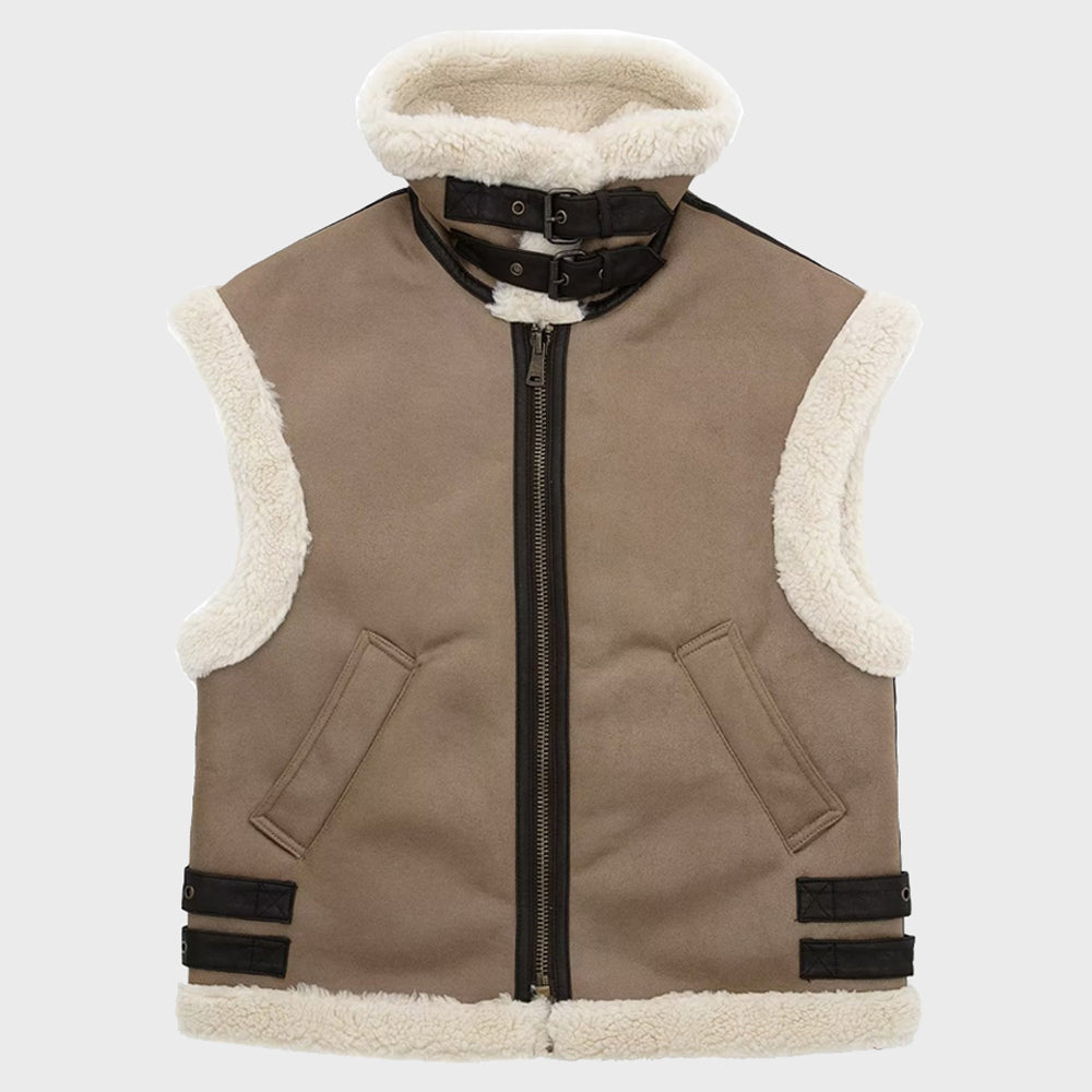 Women's Loose Shearling Front Zipper Vest