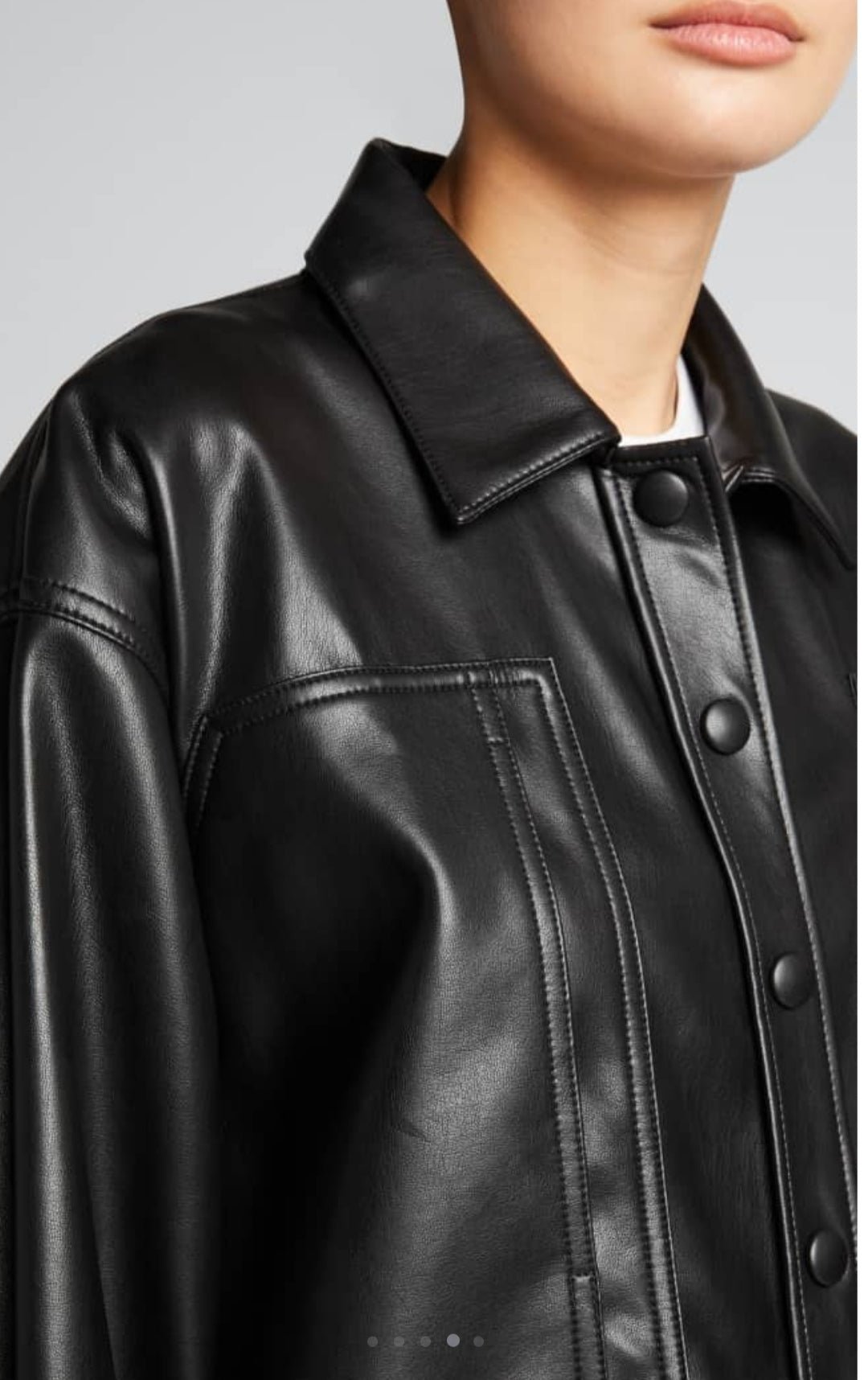 Women's Black Oversized Leather Shirt with Modern Fit
