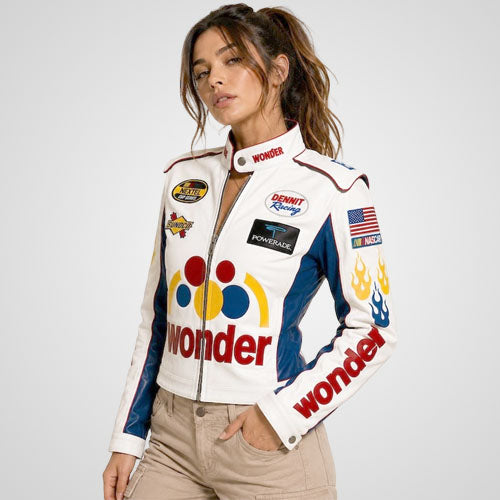Women’s Ricky Bobby Racing Leather Jacket | Talladega Nights Inspired Cosplay Costume
