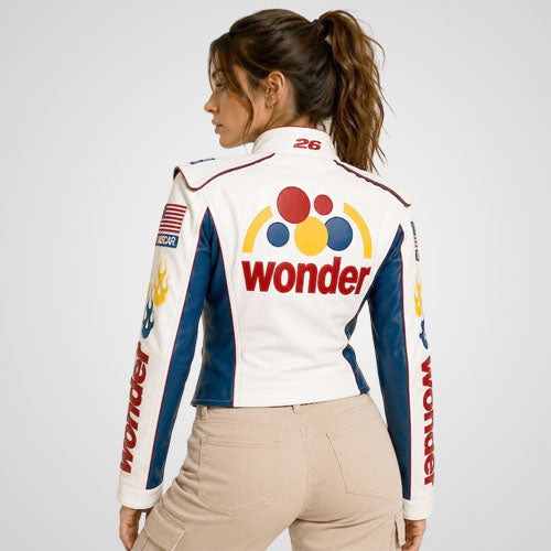 Women’s Ricky Bobby Racing Leather Jacket | Talladega Nights Inspired Cosplay Costume