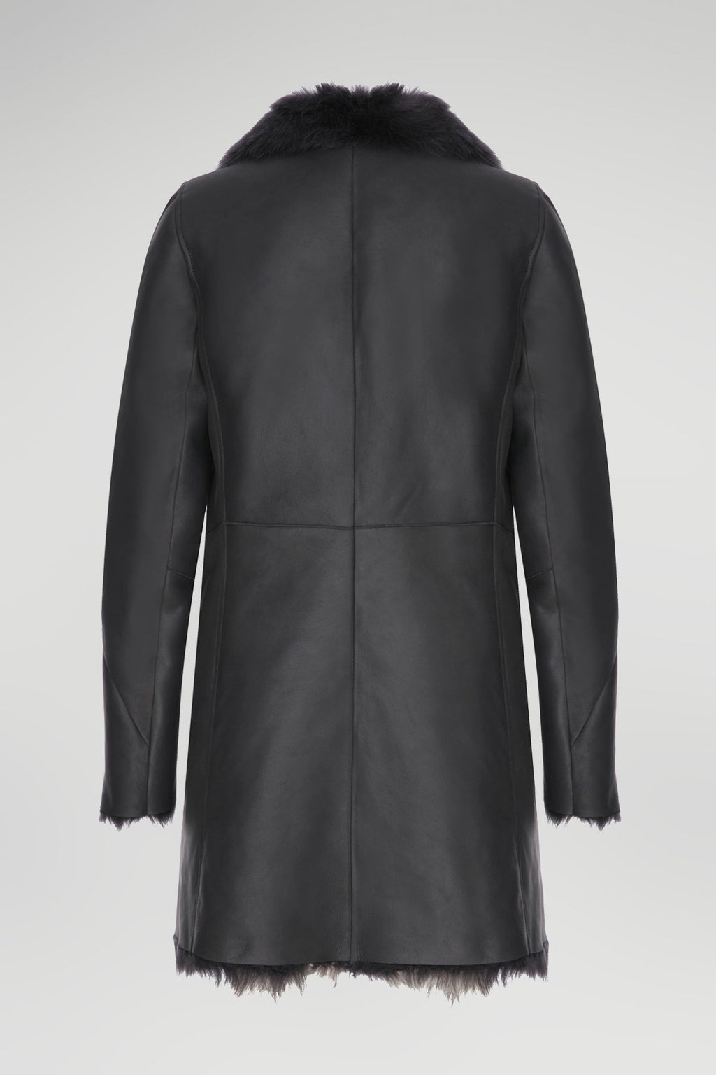Women's Black Shearling Fur Leather Coat