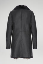Women's Black Shearling Fur Leather Coat