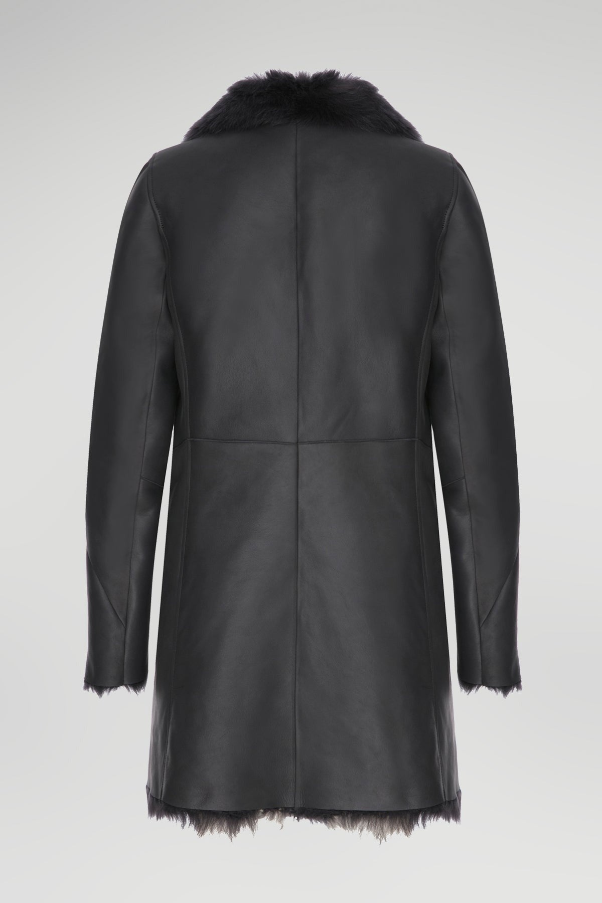Women's Black Shearling Fur Leather Coat