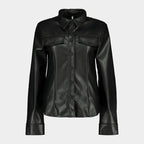 Women's Short Black Leather Shirt