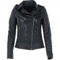 Women's Side Zip Black Leather Biker Jacket