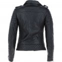 Women's Side Zip Black Leather Biker Jacket