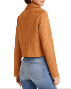 Women's Brown Suede Leather Harrington Jacket