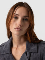 Women's Matte Black Suede Leather Biker Jacket