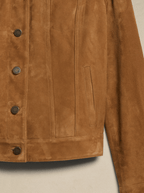 Women's Brown Suede Leather Trucker Jacket