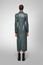 Women's Gray Trench Leather Coat