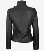 Black Leather Café Racer Jacket with Flap Closure – Avanzar Leather