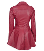 Avanzar Leather Women's Pink Peplum Asymmetrical Leather Jacket