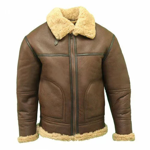 World War 2 Sheepskin Aviator B3 Brown Jacket