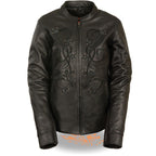 Milwaukee Leather ML2500 Women's Reflective Star Riveted Black Leather Jacket
