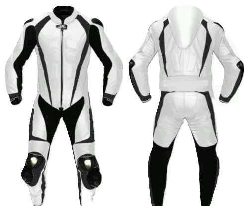 PRO WHITE MEN MOTORCYCLE LEATHER RACING SUIT
