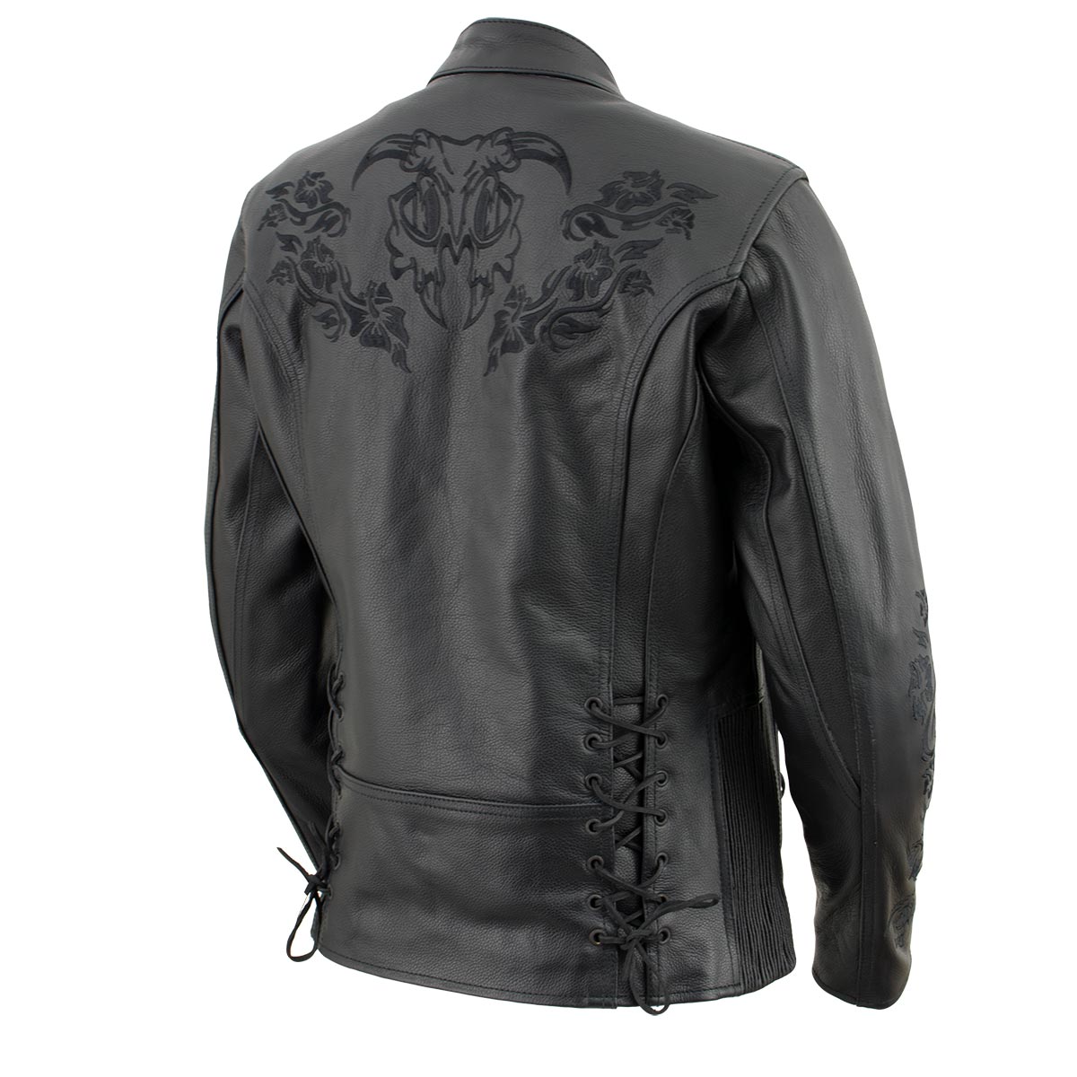 Milwaukee Leather LKL27004 Women's Premium Black Leather Embroidered Jacket with CE Armor Protection