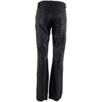 Milwaukee Leather LKM5719 Women's Black Buffalo Leather Motorcycle Riding Pants, Boot Cut, Unhemmed