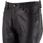 Milwaukee Leather LKM5719 Women's Black Buffalo Leather Motorcycle Riding Pants, Boot Cut, Unhemmed