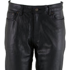 Milwaukee Leather LKM5719 Women's Black Buffalo Leather Motorcycle Riding Pants, Boot Cut, Unhemmed